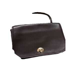 Georgetown Leather Design Brown Women's Shoulder Bag Gold Hardware Turn Lock